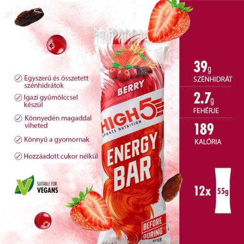Energy Bar – Málna 12x55g
