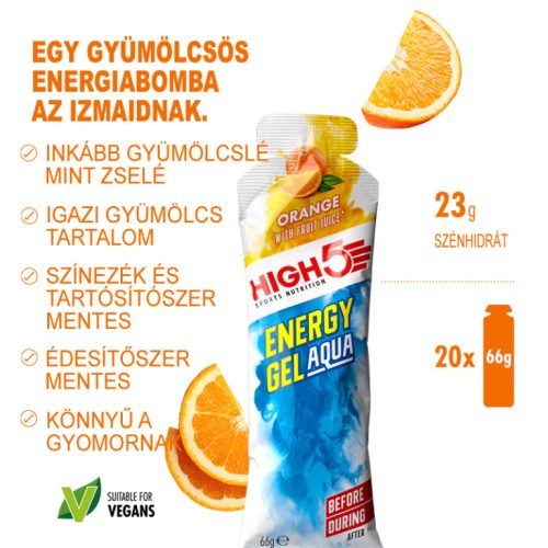 High5 Energy Gel Aqua - Narancs 20x66g