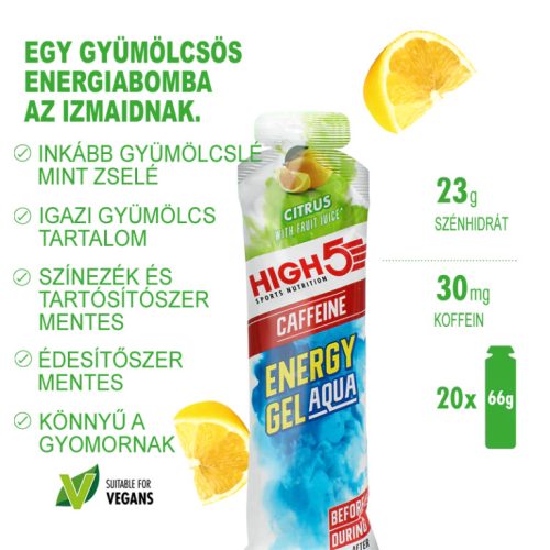 High5 Energy Gel Aqua Caffeine - Citrus 20x66g